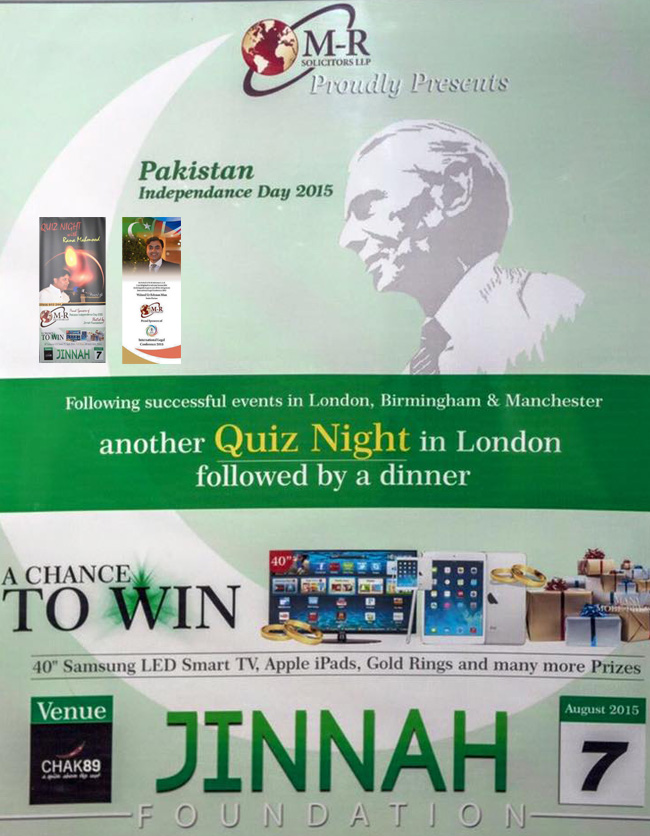 M-R Solicitors sponsored Quiz Night in London under the banner of Jinnah Foundation.